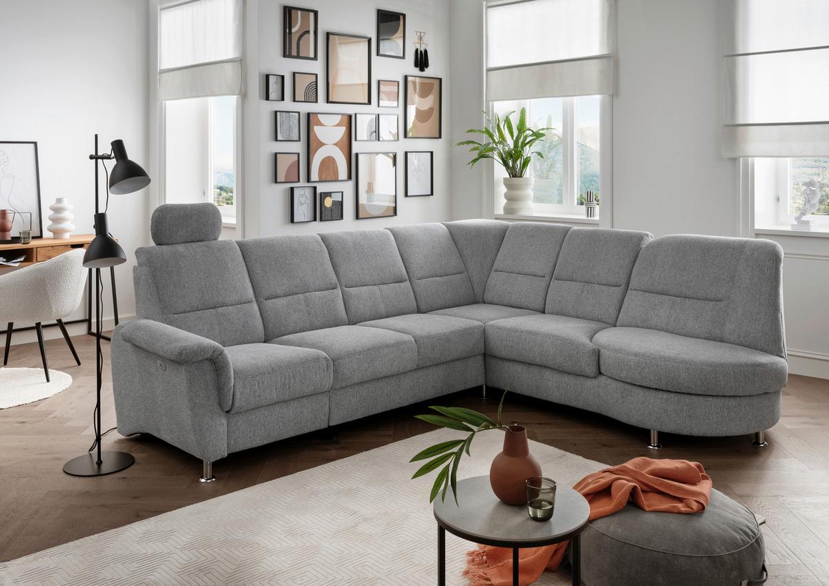 Ecksofa Mit Relaxfunktion Parole Silberfarben Chenille - Chromfarben/Silberfarben, MODERN, Textil (275/236cm) - Livetastic