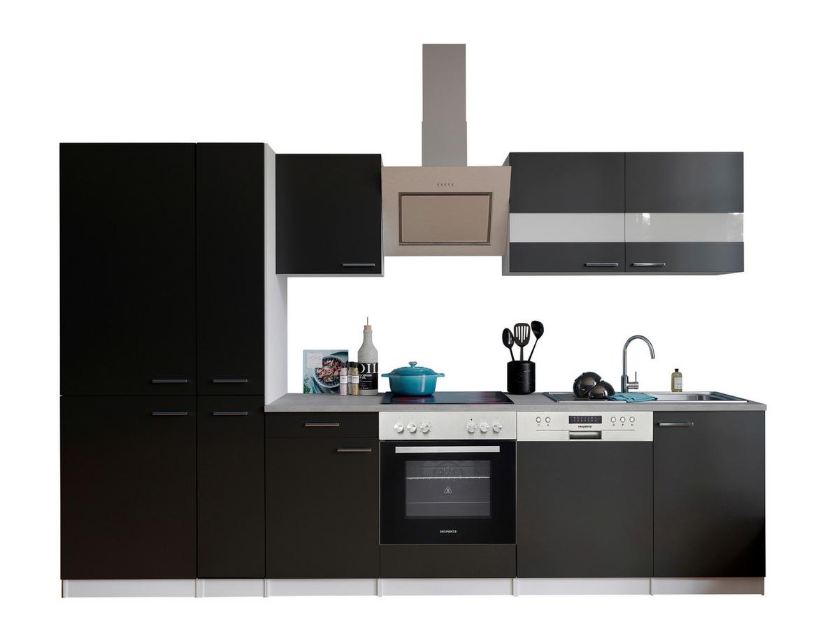 Küchenblock Malia Küchenblock 310 cm - Schwarz/Graphitfarben, Basics, Holzwerkstoff (310cm) - Respekta