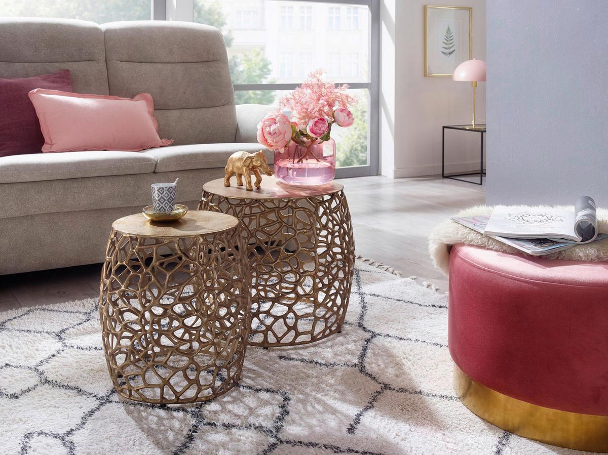 Sada zasouvacích stolků barva zlatá - barvy zlata, Design, kov (46/42cm) - MID.YOU