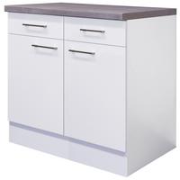 Spodná kuchynská skrinka Neo biela - biela/farba ušľachtilej ocele, Modern, kov/kompozitné drevo (80/86/60cm) - FlexWell