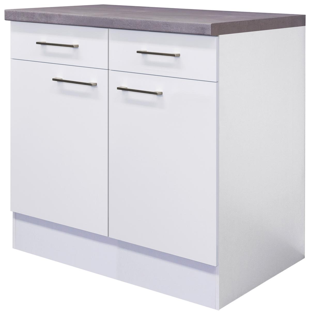 Spodná kuchynská skrinka Neo biela - biela/farba ušľachtilej ocele, Modern, kov/kompozitné drevo (80/86/60cm) - FlexWell