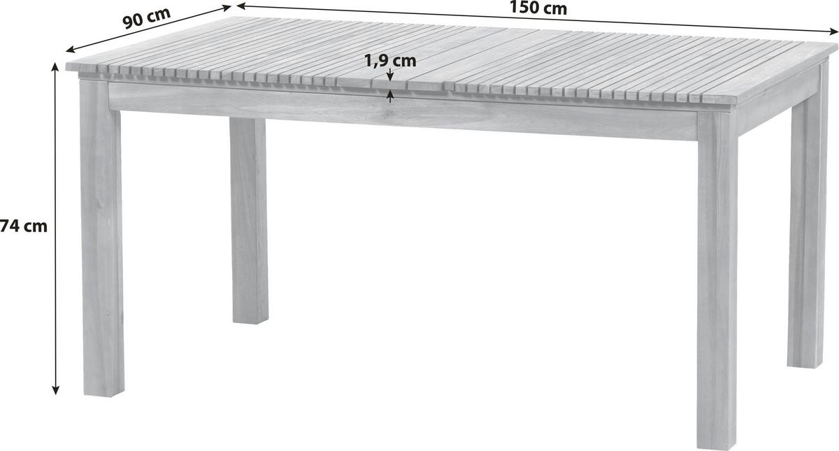 Gartentisch Falun Echtholz Akazie L: 150 Cm - Akaziefarben, KONVENTIONELL, Holz (150/90/74cm) - Siena Garden