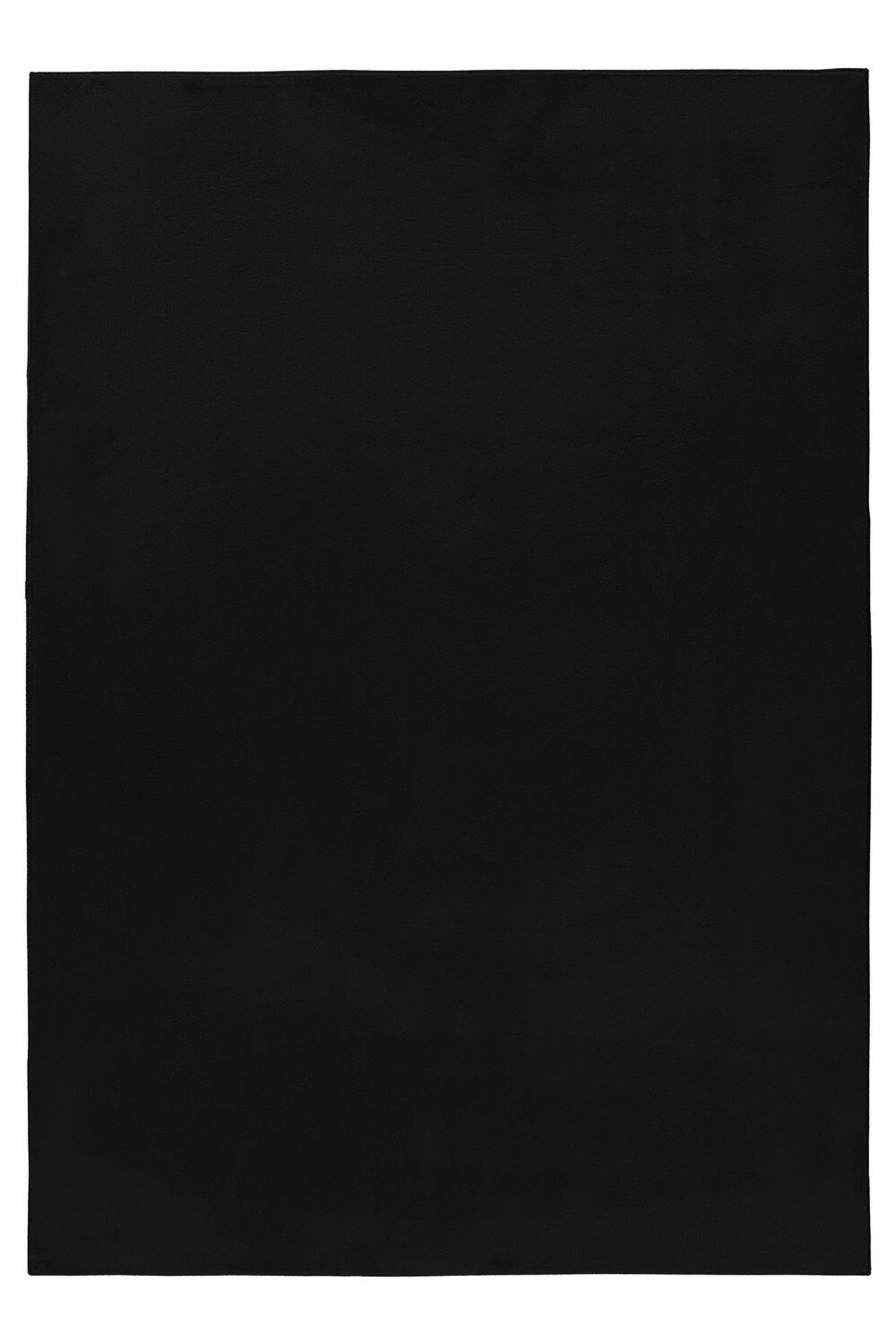 Hochflorteppich, Schwarz Pouffy - Schwarz, Basics, Textil (80/150cm)