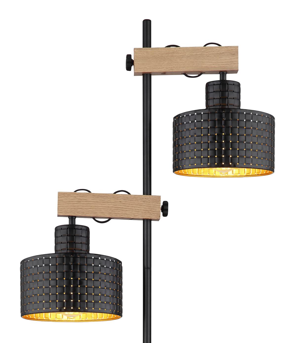 Stehleuchte 15651s - Dunkelbraun/Goldfarben, Design, Holzwerkstoff/Kunststoff (44/25/168cm) - Globo