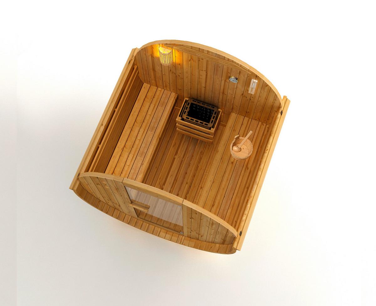 Saunafass Tromsö Fichtefarben B: 180 cm - Fichtefarben, KONVENTIONELL, Glas/Holz (189/180/191,5cm) - Sanotechnik