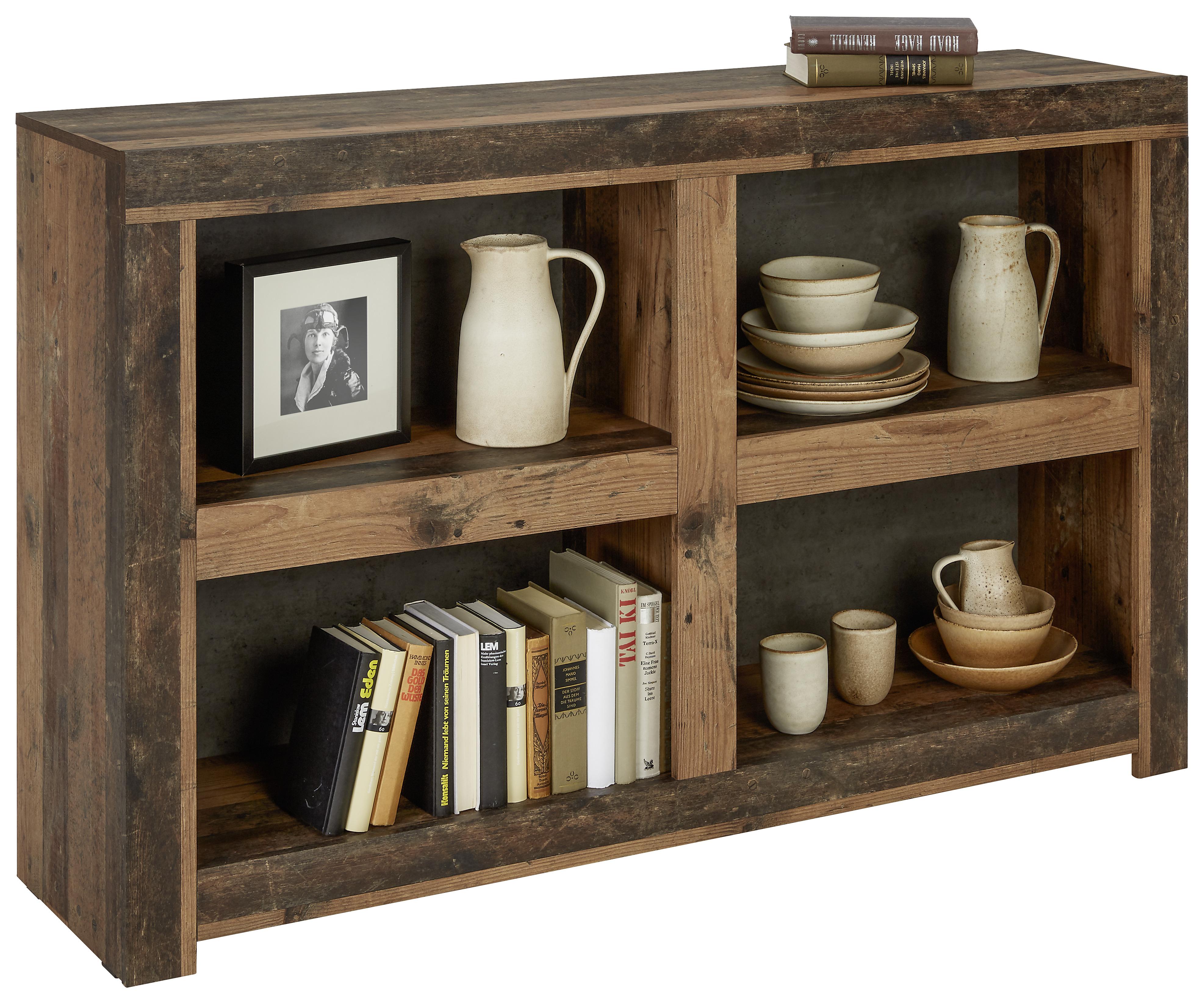 Regál Magara -Exklusiv- - tmavě hnědá/tmavě šedá, Moderní, kov/kompozitní dřevo (146/95/36cm) - Modern Living