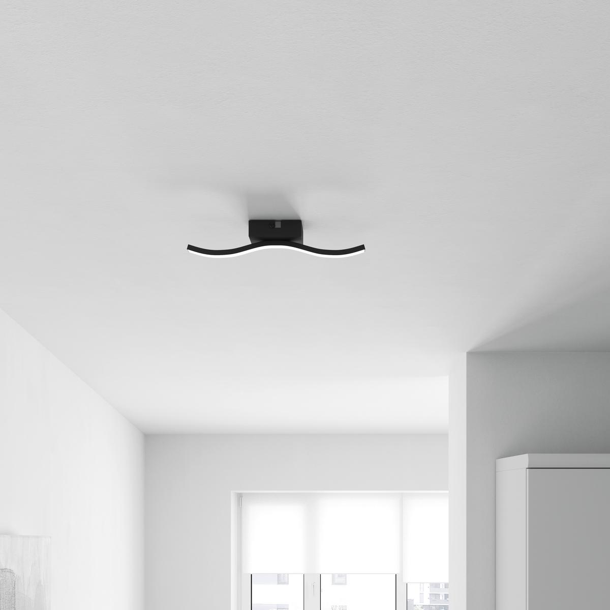 STROPNÉ LED SVIETIDLO PLOP - čierna/opálová, Modern, kov/plast (34,3/7/6,4cm) - Mömax