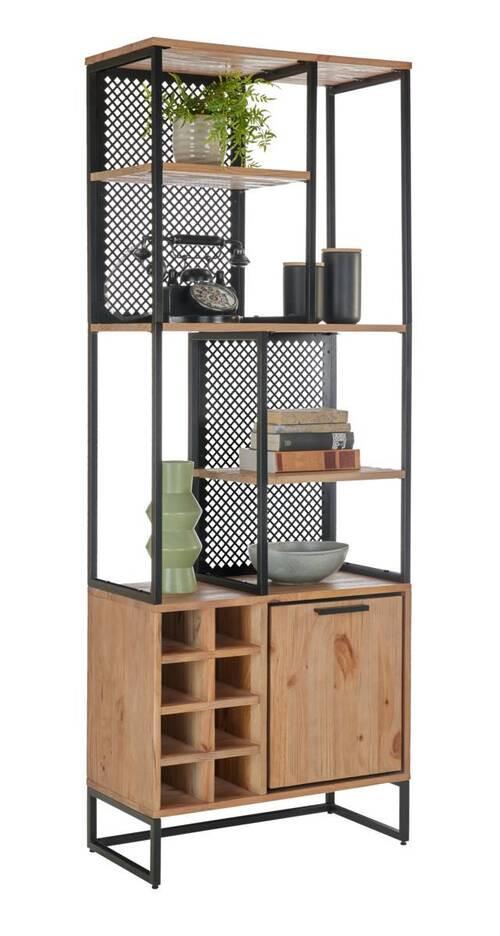 STOJACÍ REGÁL RUSTY - přírodní barvy/antracitová, Moderní, kov/dřevo (70/188/35cm) - Zandiara