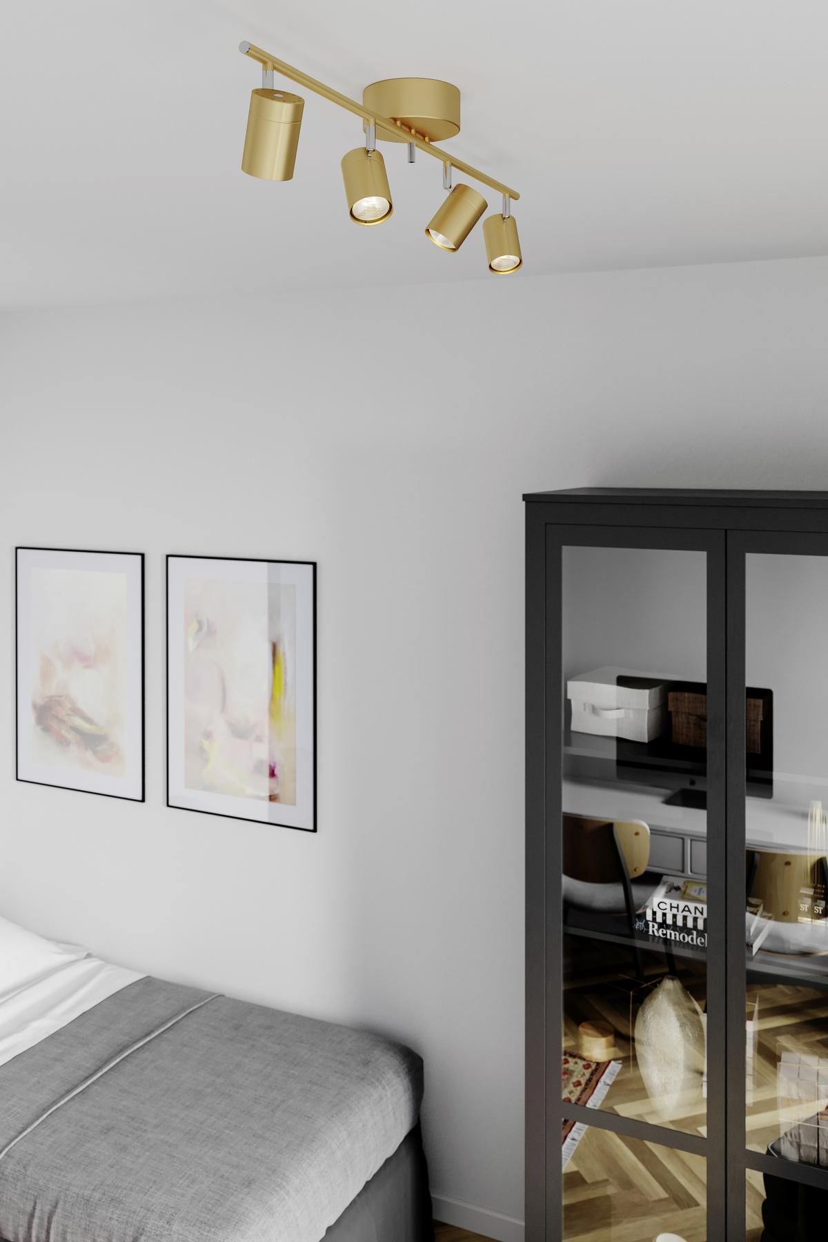Strahler Correct 4-Flammig, L: 83 cm - Goldfarben, Basics, Metall (83/17,5cm) - By Rydéns