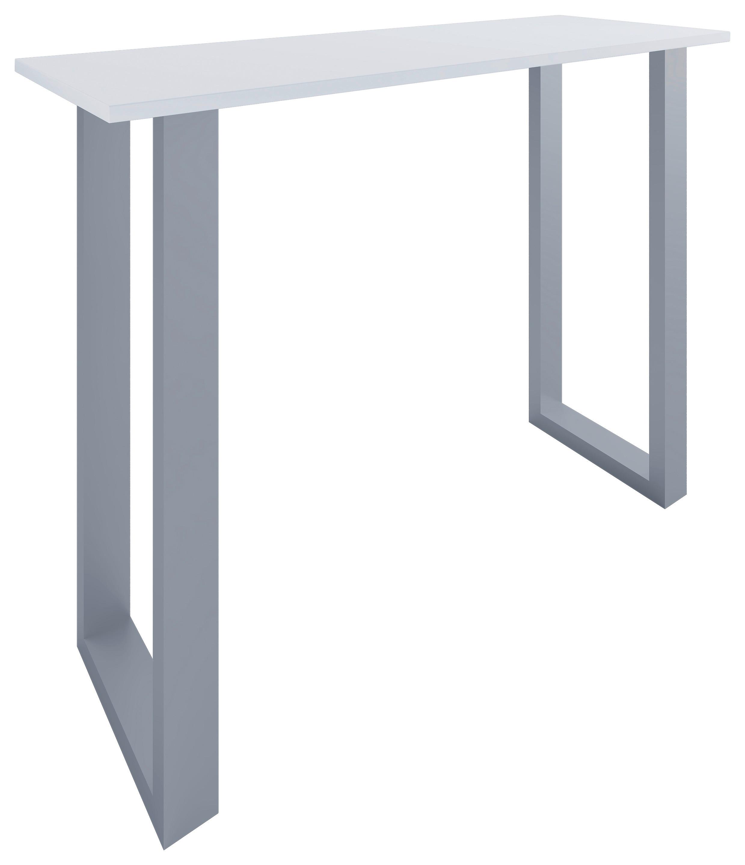 Bartisch Xona B 140x50 - Silberfarben/Weiß, KONVENTIONELL, Holzwerkstoff/Metall (140/102/50cm)