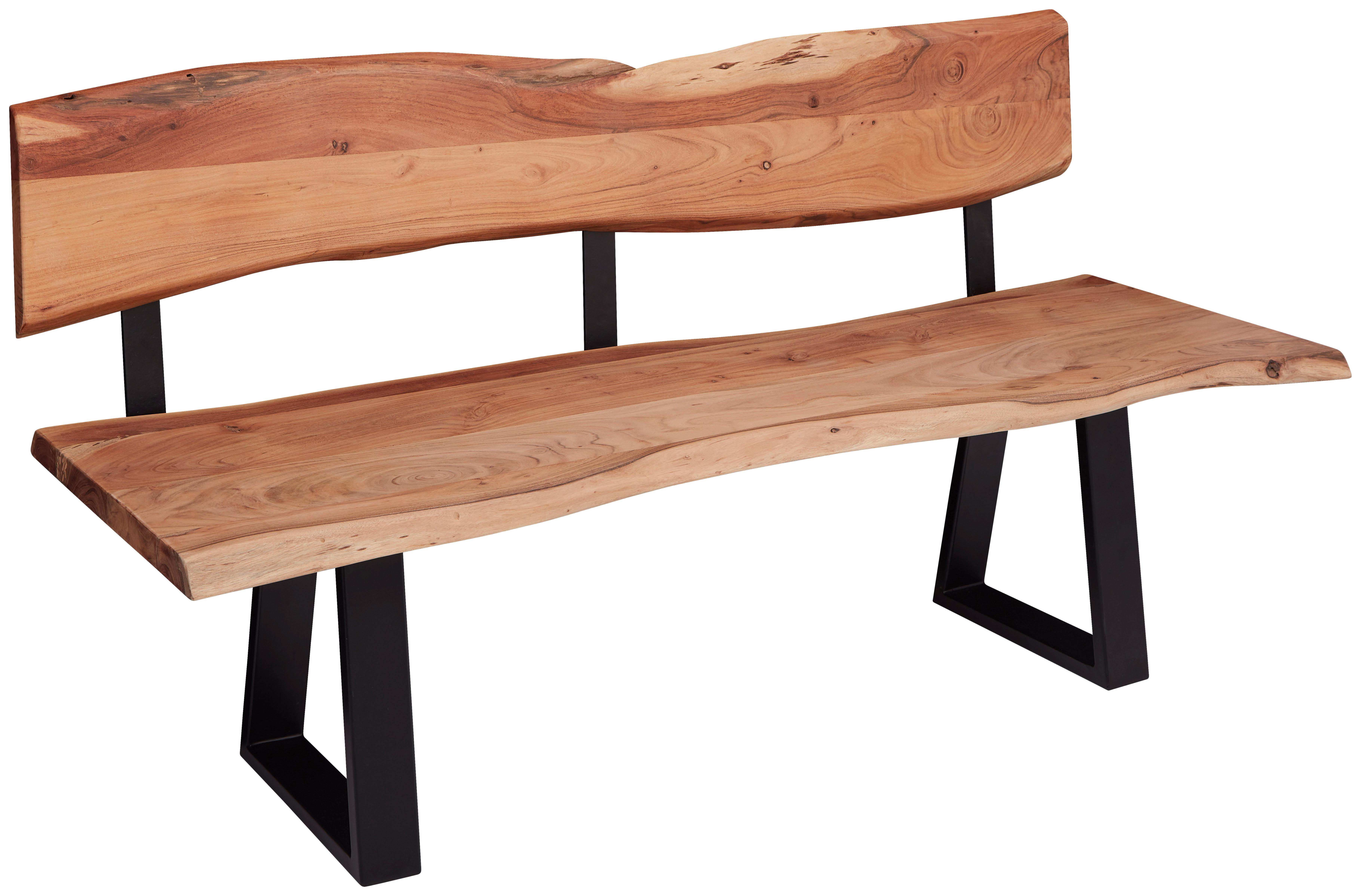 Sitzbank Wl5.639 - Schwarz/Akaziefarben, Design, Holz (180/86/60cm) - MID.YOU