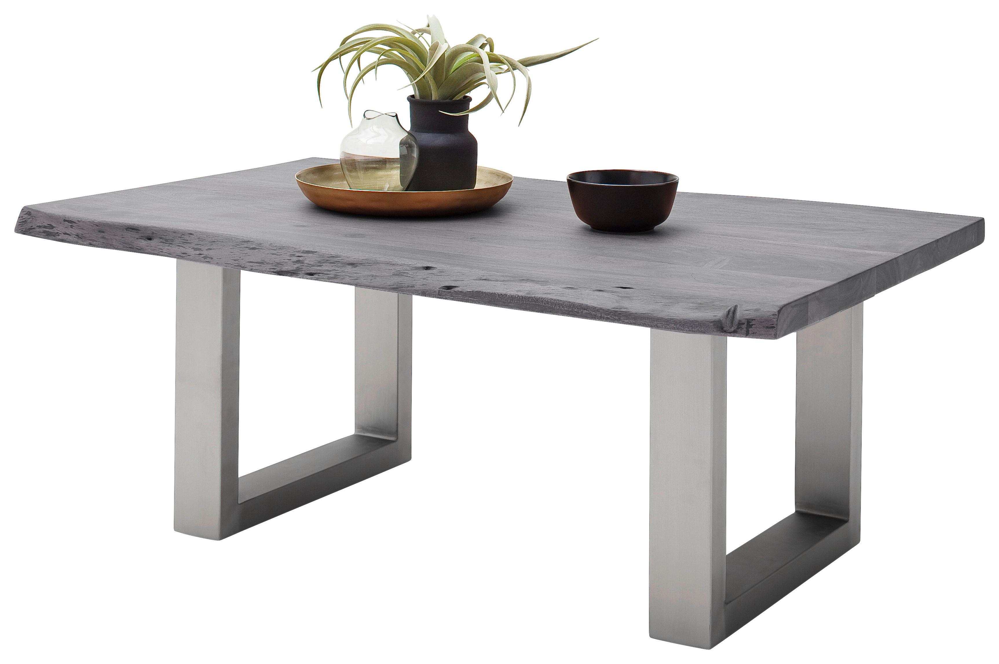 Couchtisch Holz Massiv Cartagena Grau/edelstahlf. - Edelstahlfarben/Grau, MODERN, Holz/Metall (110/45/70cm)