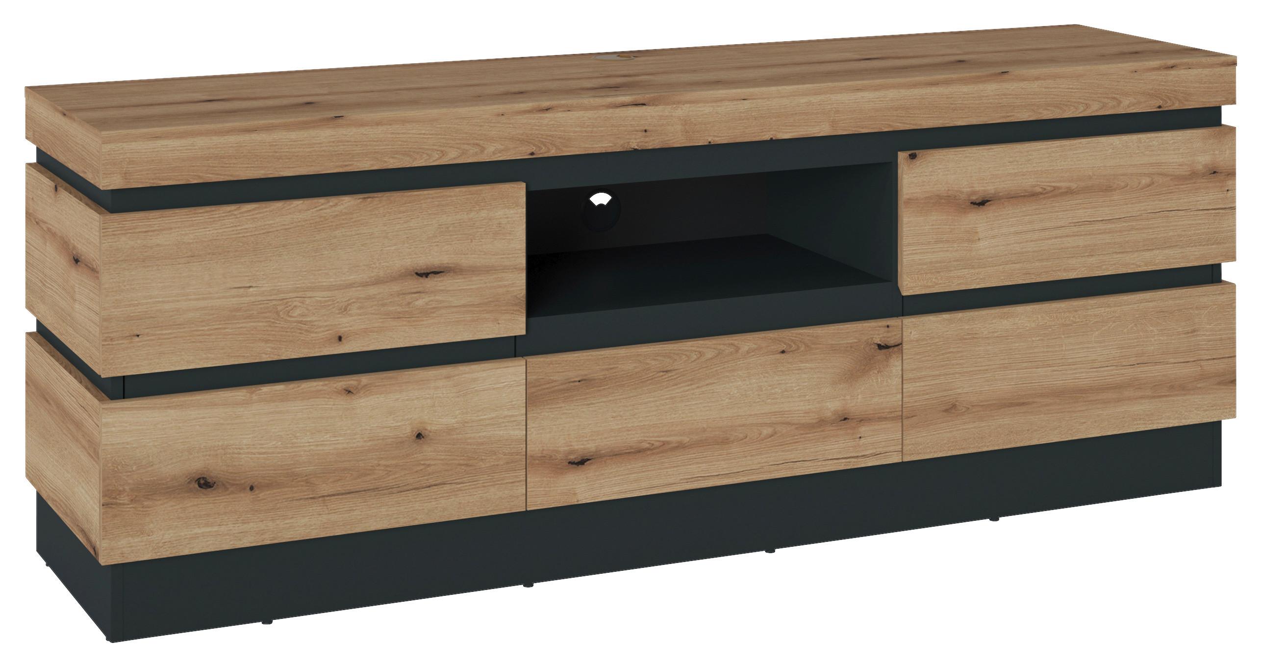 Tv-elem Corte - tölgyfa/szürke, Trend, faalapú anyag (180,2/68/45cm)