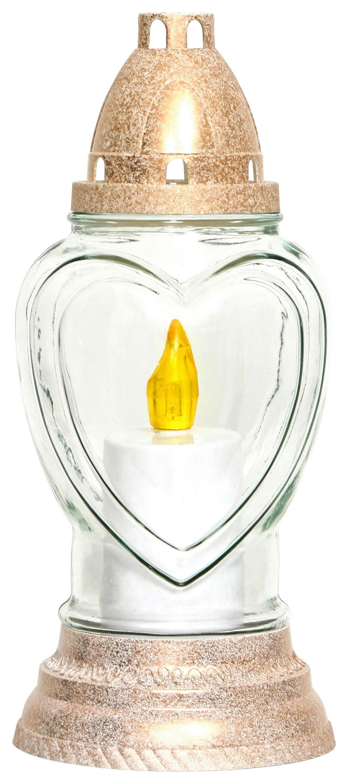 Grablicht Glenda - Transparent/Multicolor, KONVENTIONELL, Glas/Kunststoff (11,2/25,4cm) - Ondega