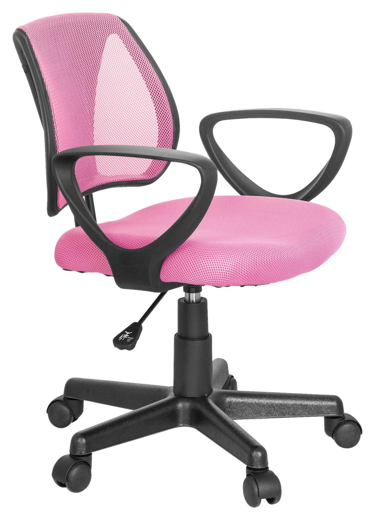 Jugenddrehstuhl Kiddy Cd mit Armstützen Pink Bis 60 Kg - Pink/Schwarz, Basics, Kunststoff (58/75-92/45cm) - MID.YOU