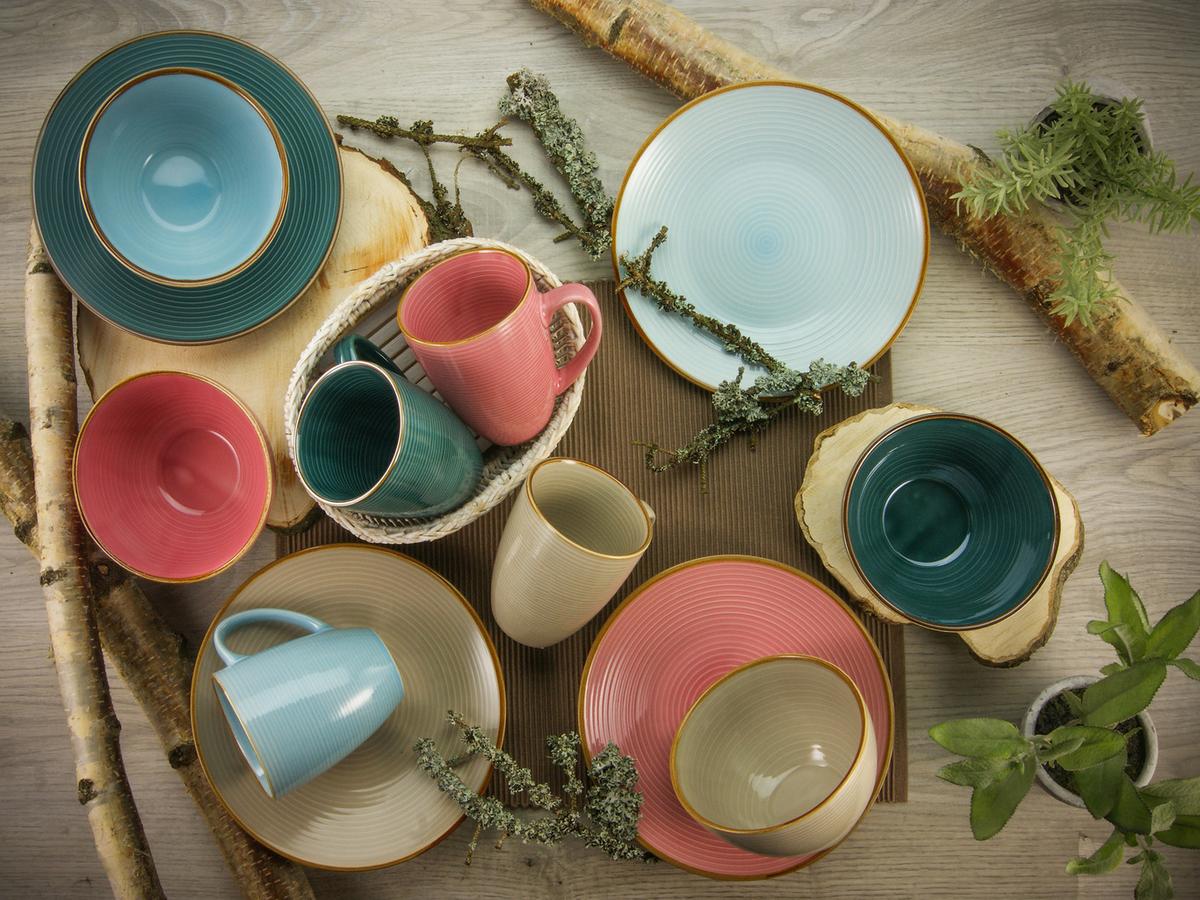 Kaffeeservice Keramik 4 Personen Geschirr Set - Multicolor, Keramik - Creatable