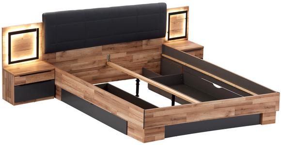 Bettkasten 2er-Set James B: 181 cm Graphit mit Rollen - Eichefarben/Graphitfarben, KONVENTIONELL, Holzwerkstoff/Kunststoff (181/27,5/199cm) - James Wood