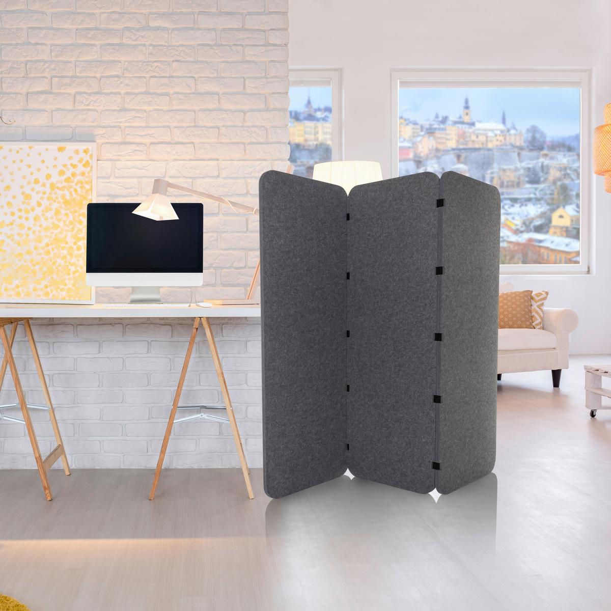 Trennwand Flexmiut El - Grau, Basics, Kunststoff/Textil (180/160/2,5cm) - MID.YOU