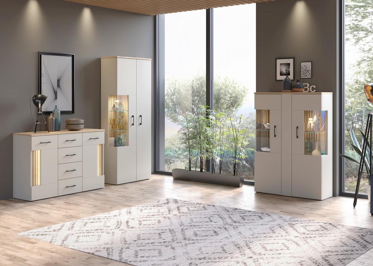 Sideboard B: 128,4cm Amare Kaschmir/eichefarben - Kaschmir/Eichefarben, MODERN, Holzwerkstoff (125/84,8/40cm)