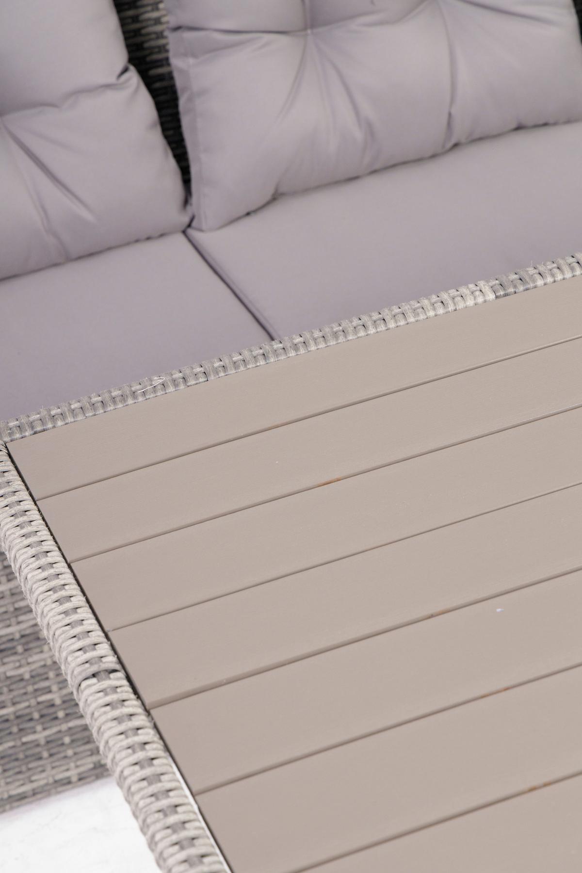 Loungegarnitur 5-tlg. Hadwin, Kunststoffgeflecht Mit Kissen - Dunkelgrau/Grau, MODERN, Holzwerkstoff/Kunststoff (120/70/66cm) - Luca Bessoni