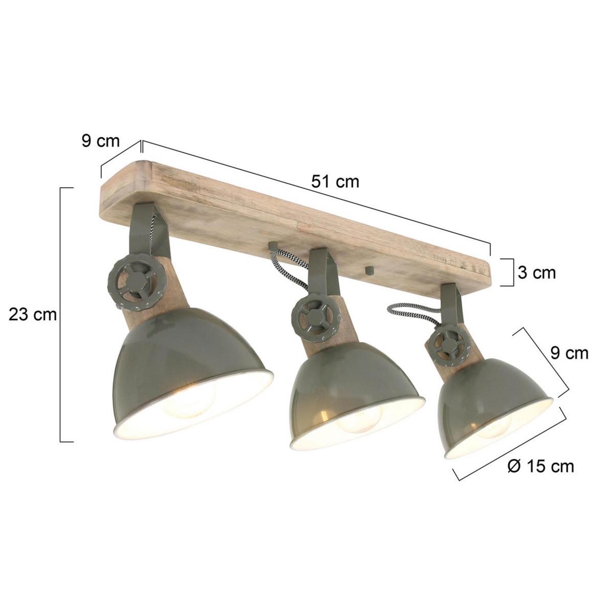 Deckenspots Gearwood - Grün/Kupferfarben, Trend, Holz/Metall (59/19/23cm)