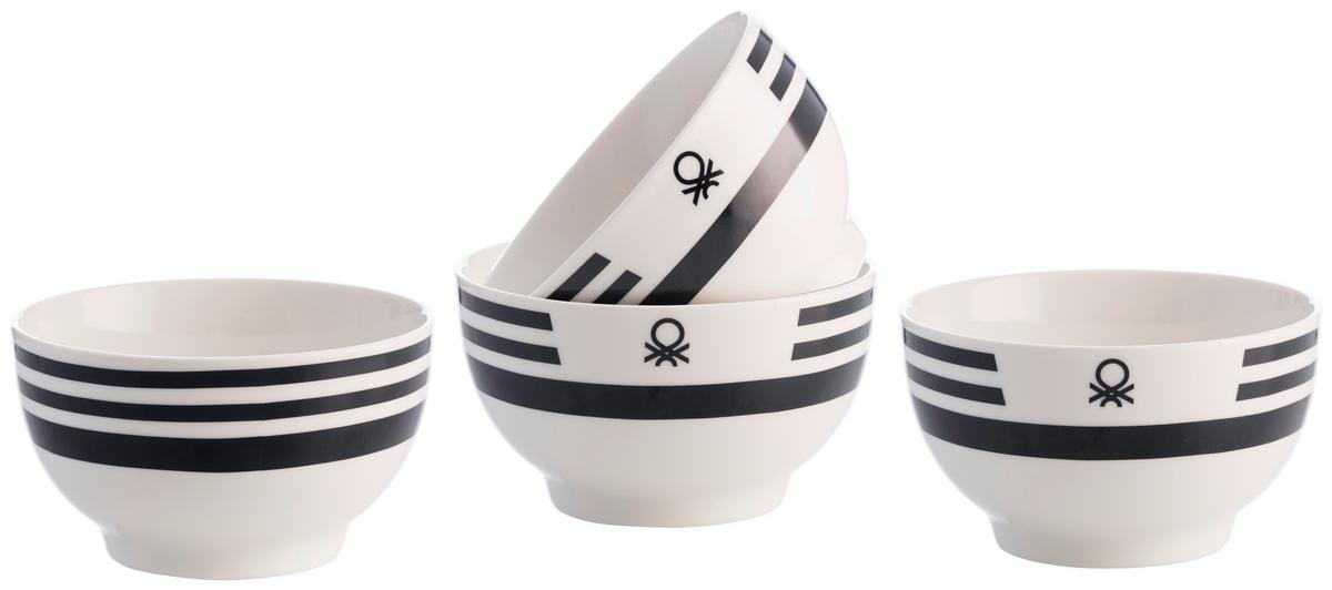 Müslischalen-Set Black & White 4-teilig - Schwarz/Weiß, Basics, Keramik (15/14,7/19,2cm) - Benetton