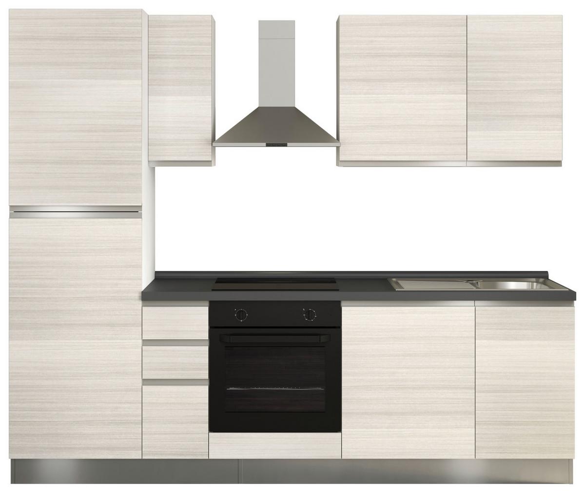 Küchenblock Moena 255 cm mit Geräten Pinienfarben - Eukalyptusholzfarben/Lavagrau, MODERN, Holzwerkstoff/Kunststoff (255cm) - MID.YOU