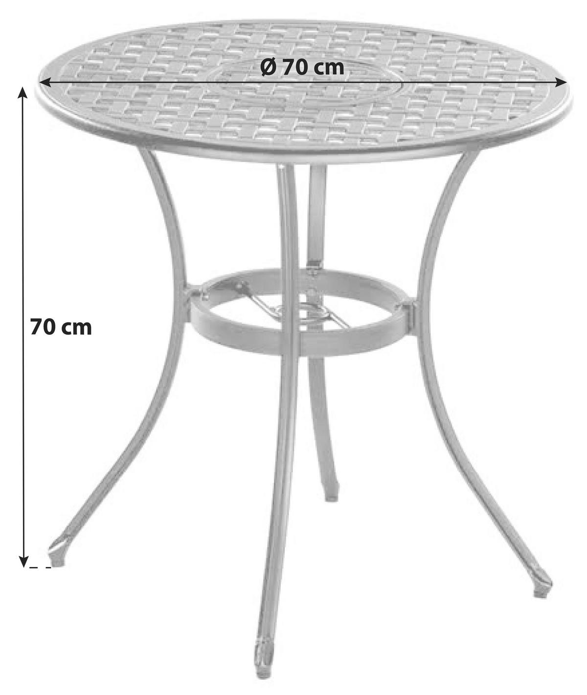 Gartentisch Ambia Metall L 70 cm - Graphitfarben, ROMANTIK / LANDHAUS, Metall (70/70/70cm) - Gardenson