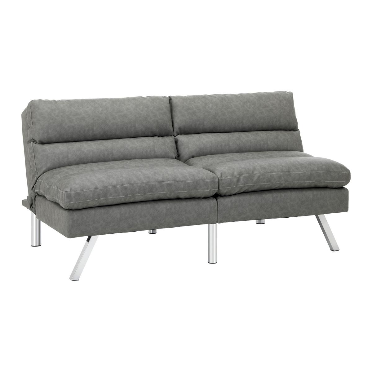 Pohovka LIA svetlá sivá - svetlosivá/chrómová, Modern, drevo/textil (171/112/53cm) - Bessagi Home