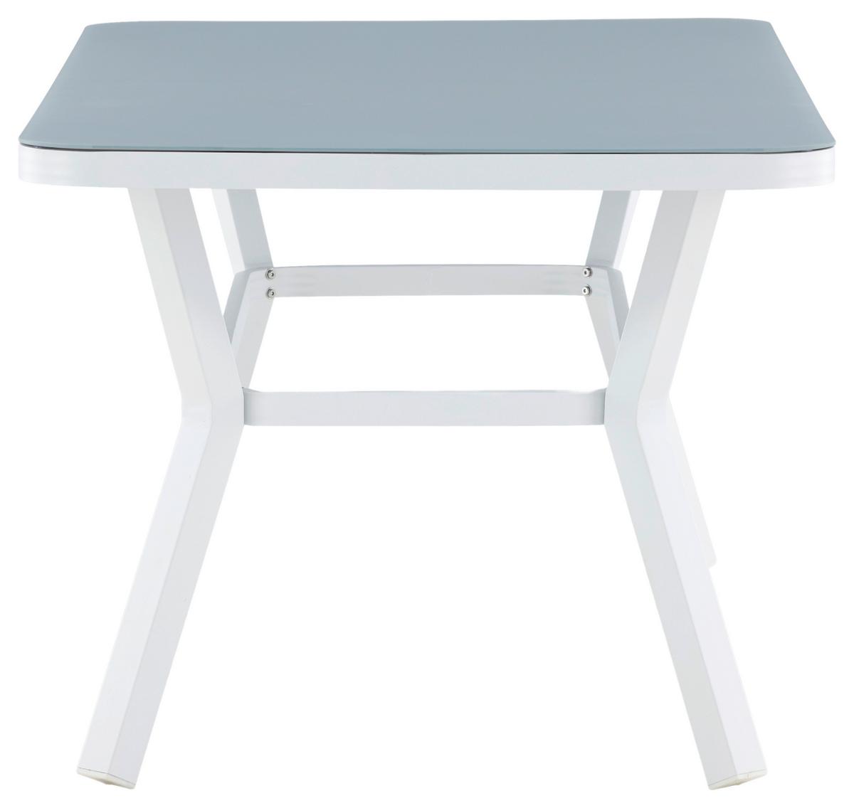 Gartentisch Virya - Weiß/Grau, KONVENTIONELL, Glas/Metall (160/90/74cm) - Gardenson
