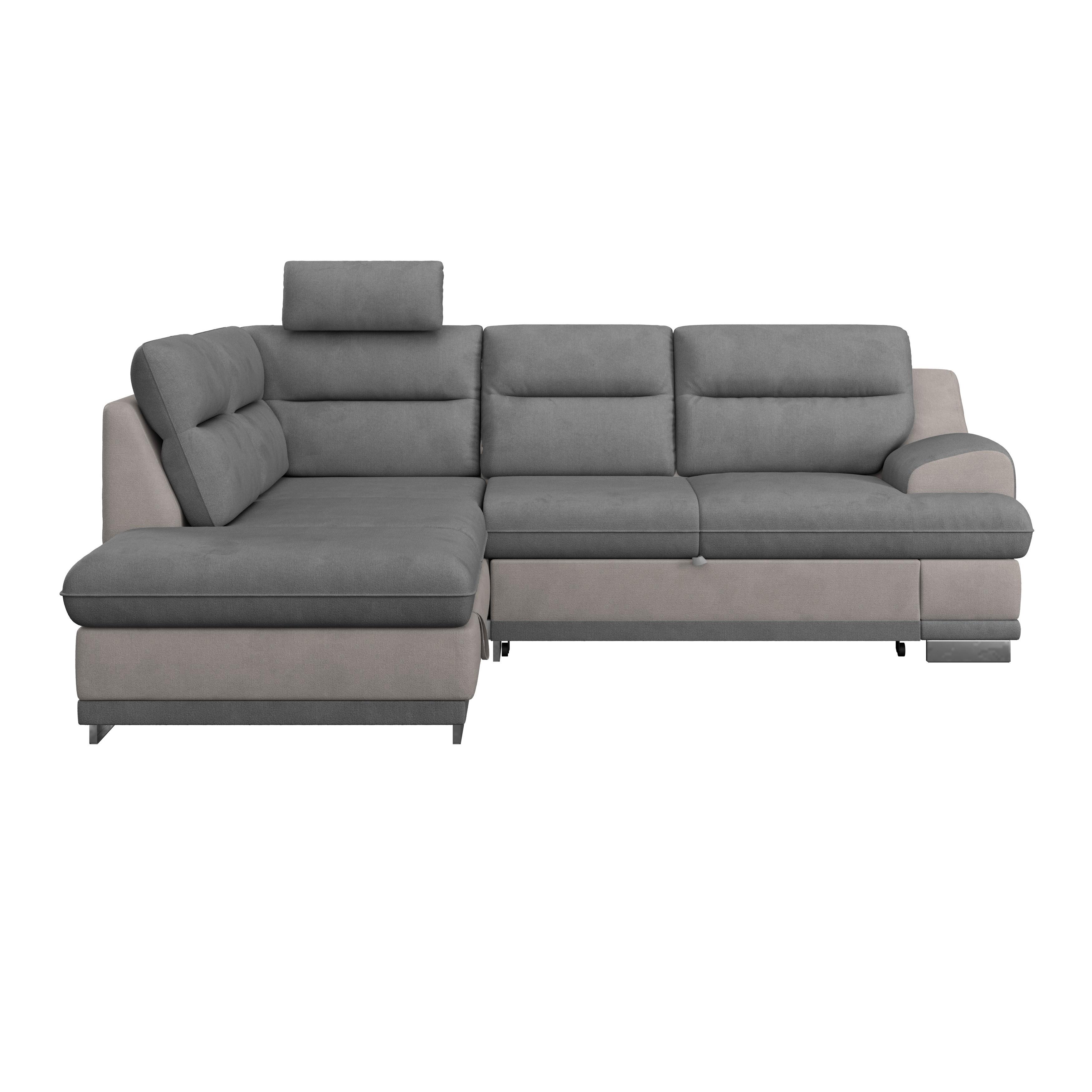 Sedacia súprava Seaside, ľavá sivá / tmavosivá - sivá/chrómová, Konventionell, kov/textil (217/264cm) - Luca Bessoni