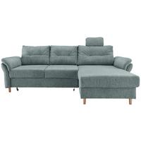 Ecksofa Brizzini mit Schlaf- Funktion, Blau, 250x176 - Blau/Naturfarben, MODERN, Textil (250/176cm) - Livetastic