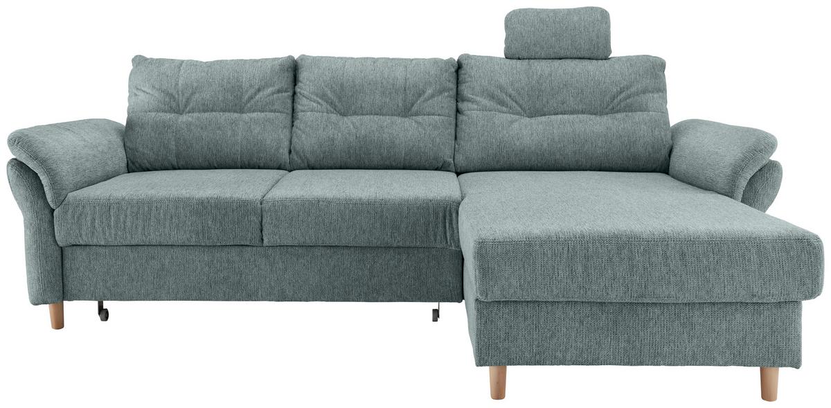 Ecksofa Brizzini mit Schlaf- Funktion, Blau, 250x176 - Blau/Naturfarben, MODERN, Textil (250/176cm) - Livetastic