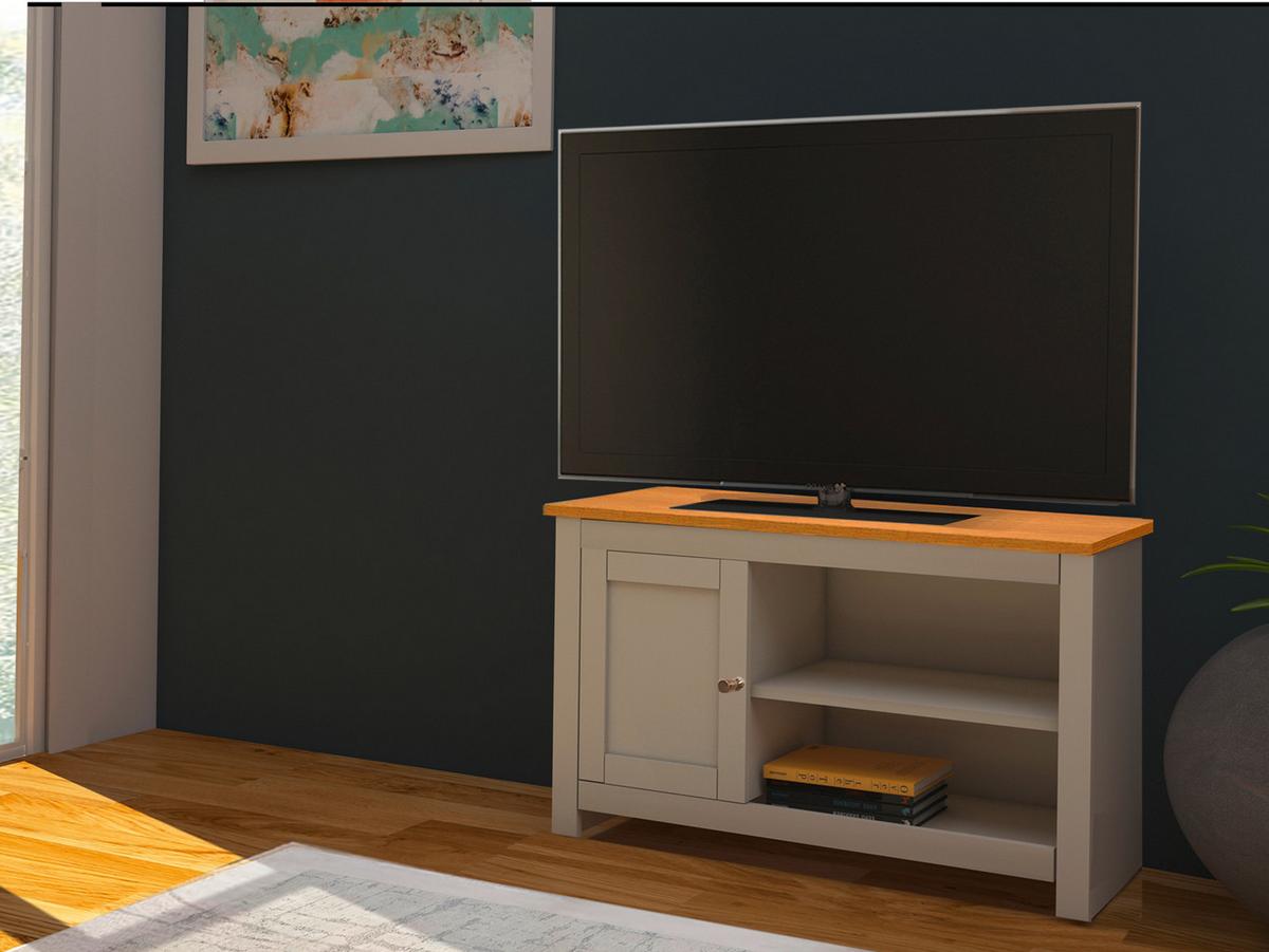 Lowboard Emerald Creme Eichefarben B: 95 cm - Eichefarben/Creme, Design, Holzwerkstoff (95/58/39cm) - MID.YOU