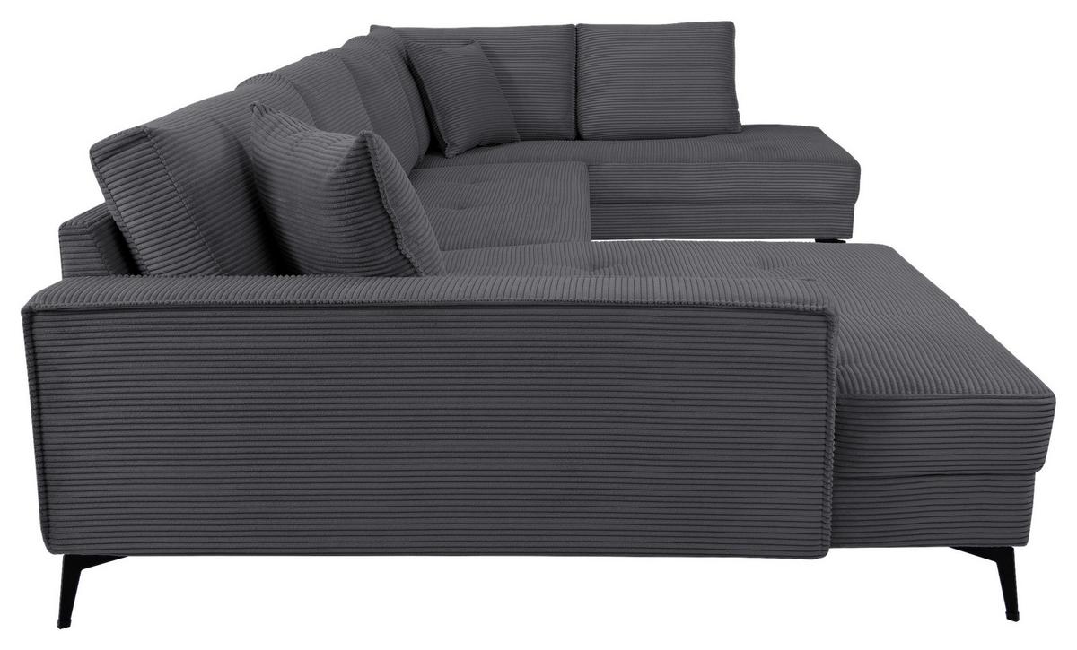 Wohnlandschaft Zero D-Grau U-Form 195x362x173 cm - Dunkelgrau/Schwarz, Trend, Textil (173/362/195cm)