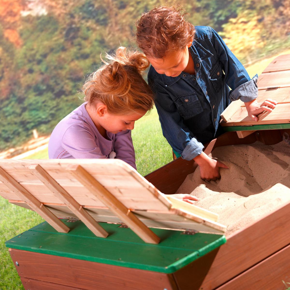 Sandkasten A031.012.00 Ella - Braun/Grün, Basics, Holz (120/120/20cm) - Ambia Garden