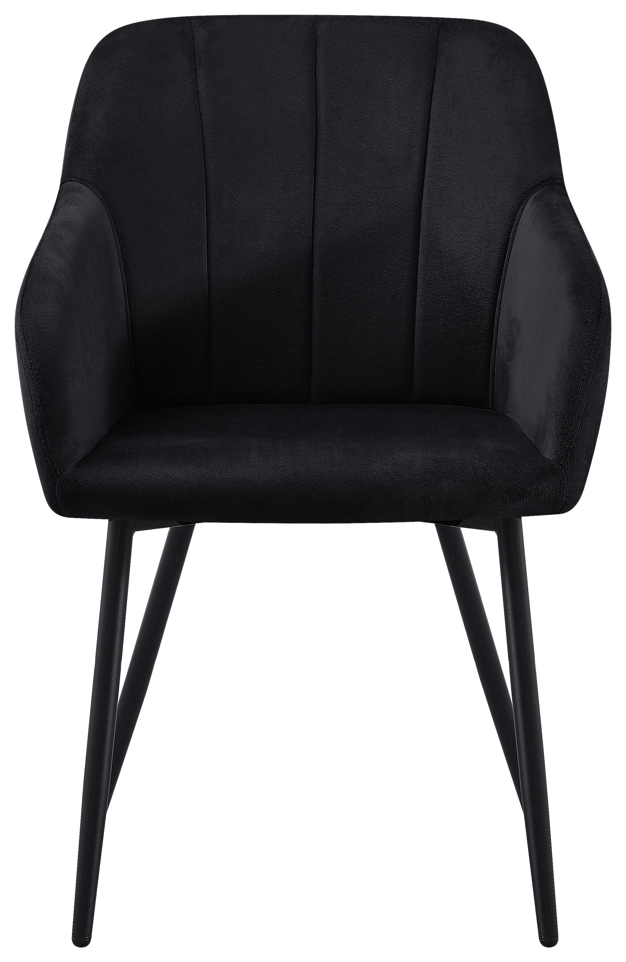 Armlehnstuhl Jenke Samt Schwarz, B: 56 Cm - Schwarz, KONVENTIONELL, Textil/Metall (56/82/62cm) - Nedis SmartLife