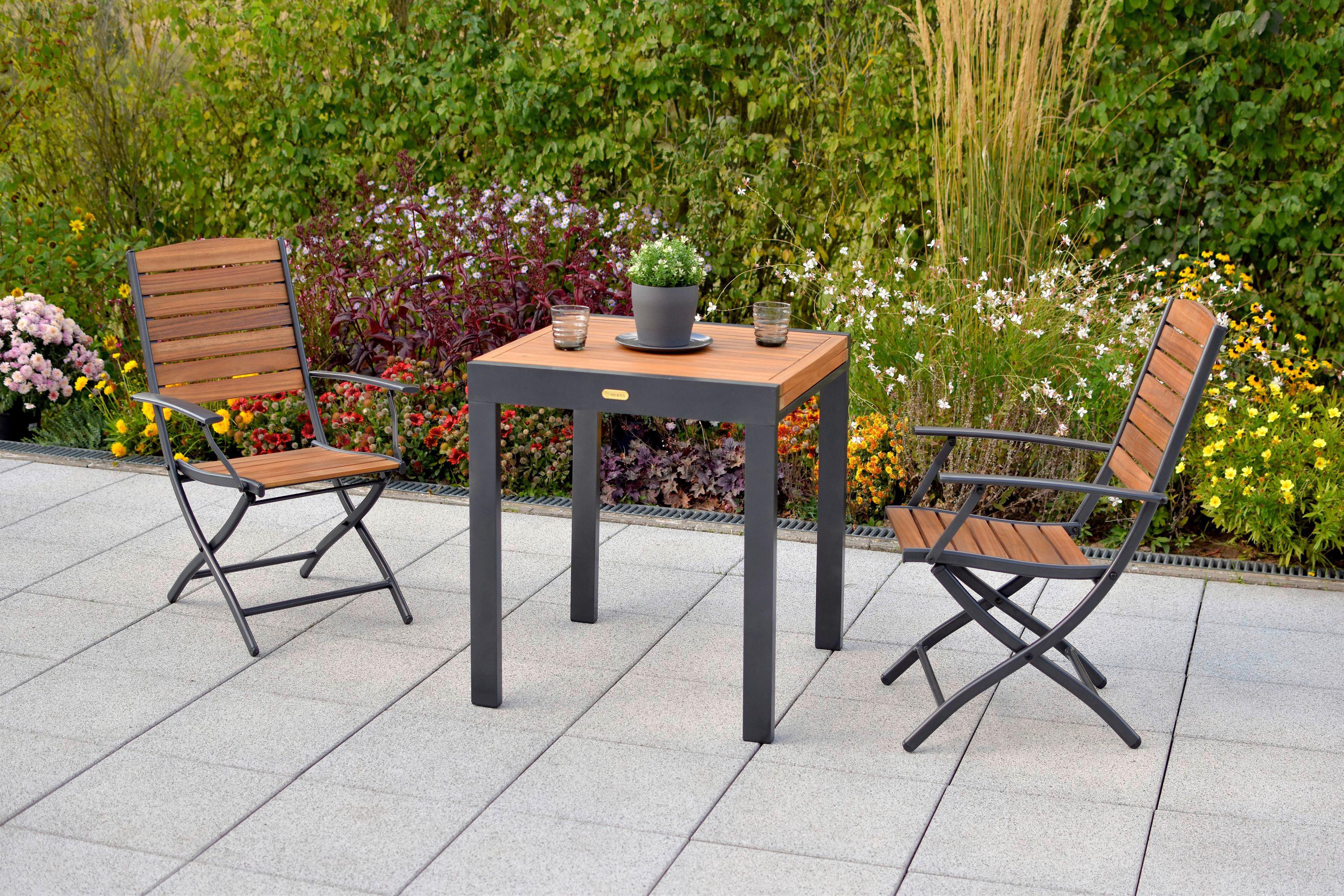 Balkontisch Balkonausziehtisch - Graphitfarben/Naturfarben, MODERN, Holz/Metall (65-130/75/65cm) - Gardenson