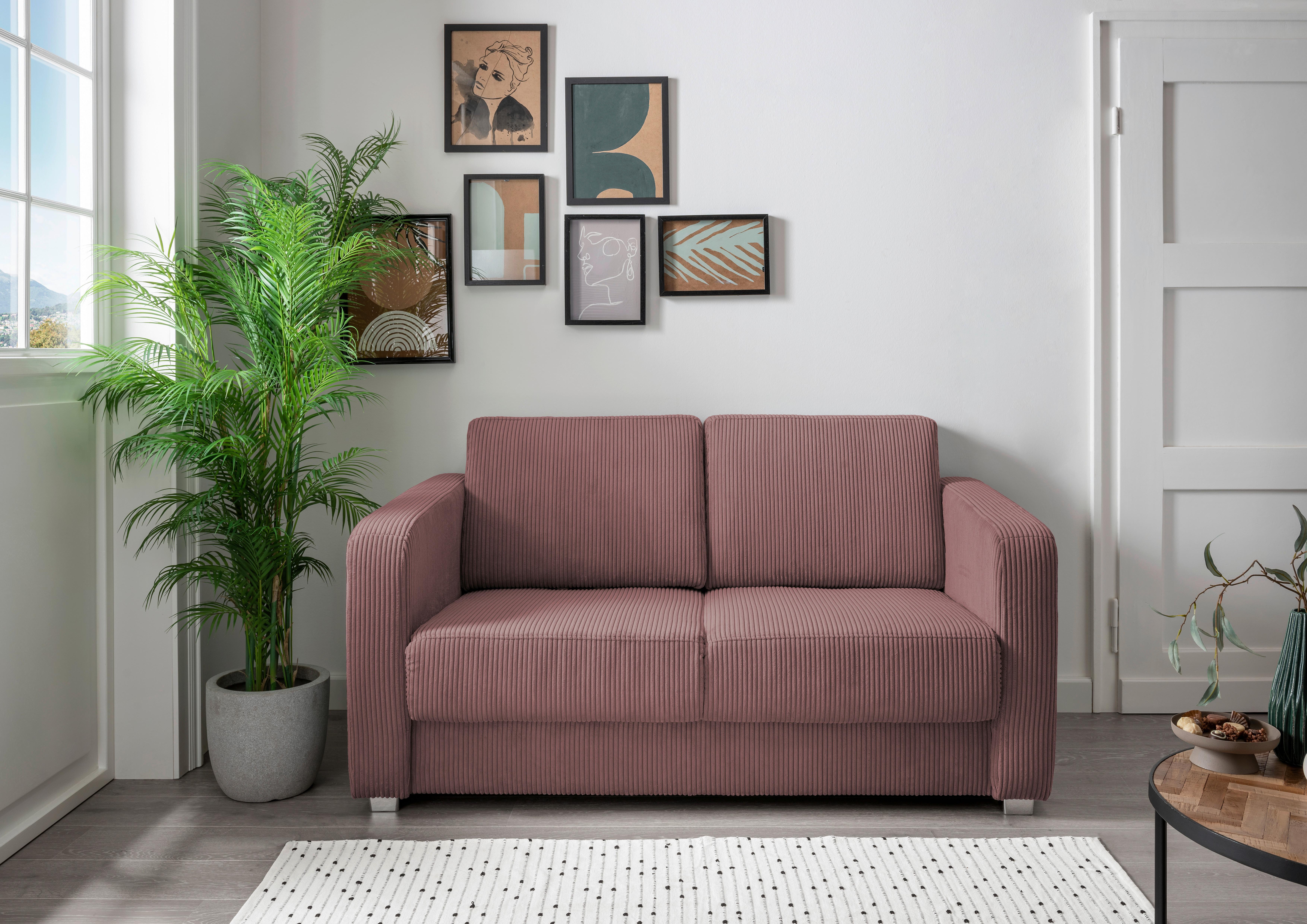 Schlafsofa Mia, Koralle B: 159 Cm - Chromfarben/Koralle, Basics, Textil (159/88/87cm) - Livetastic