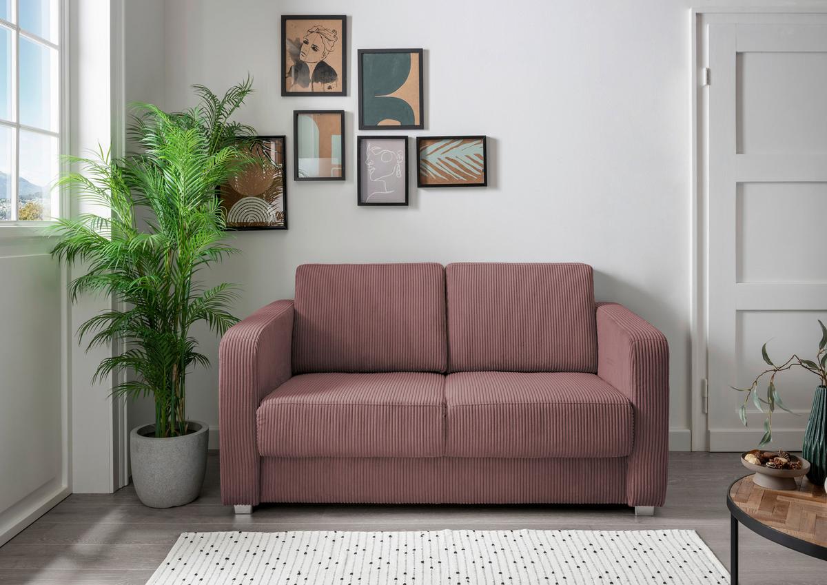 Schlafsofa Mia, Koralle B: 159 Cm - Chromfarben/Koralle, Basics, Textil (159/88/87cm) - Livetastic