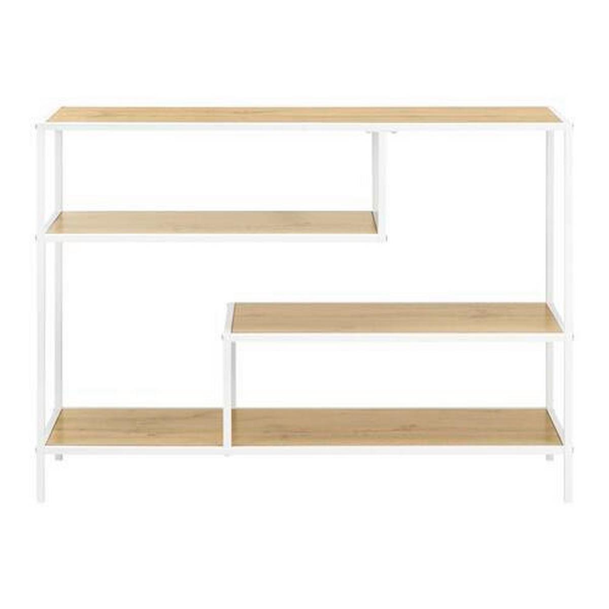 Regál FIONA šírka 110cm - biela/farba borovice, Modern, kov/kompozitné drevo (110/80/35cm) - Bessagi Home