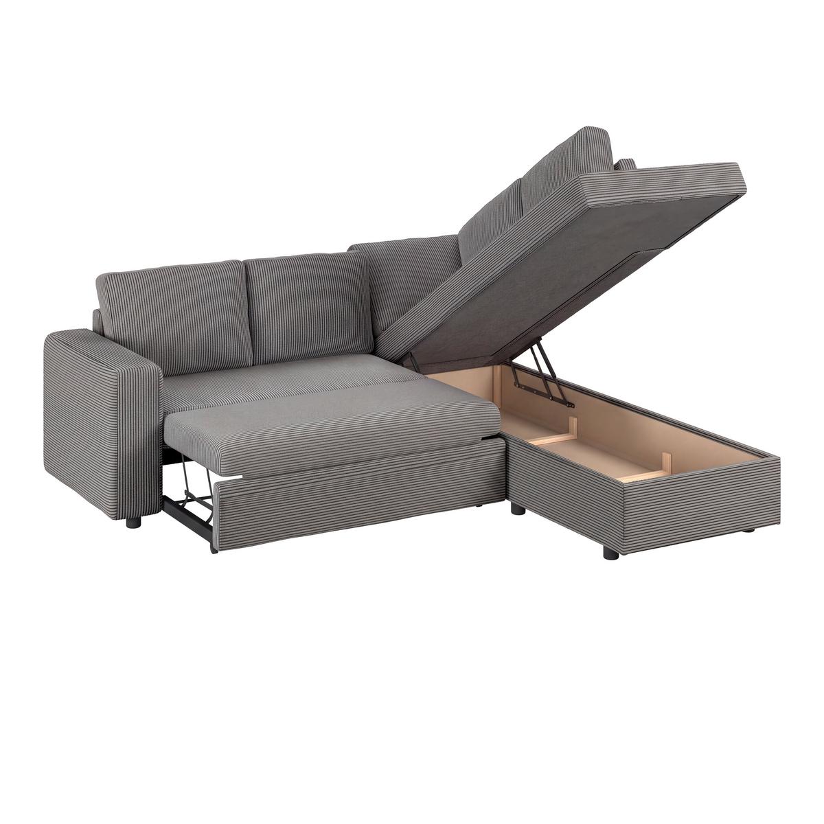 Ecksofa mit Schlaffunktion Toulouse anthrazit, 224x206cm - Anthrazit/Schwarz, Trend, Holz/Holzwerkstoff (224/206cm)