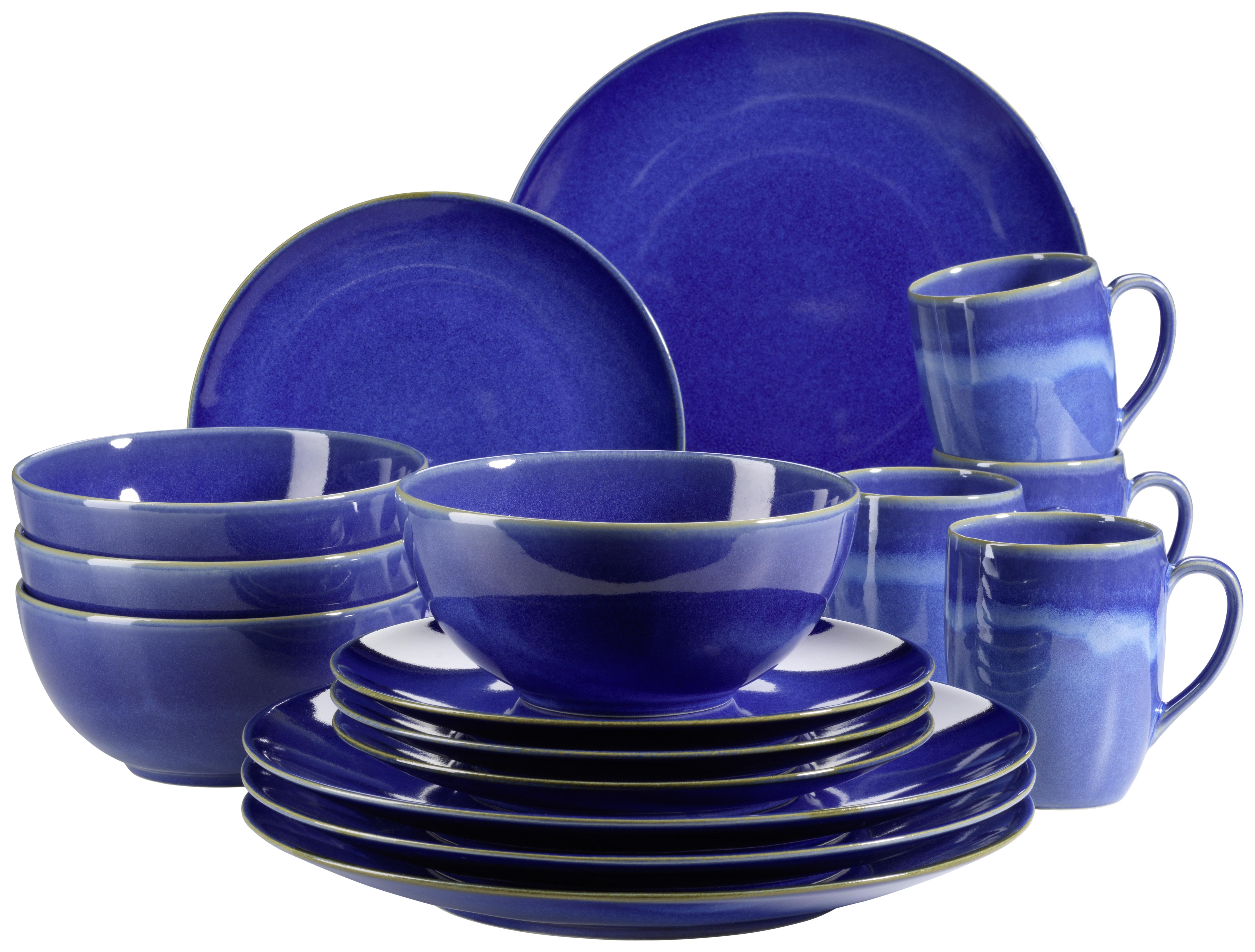 Kombiservice Ossia Keramik 4 Personen Geschirr Set - Dunkelblau, Basics, Keramik - Mäser