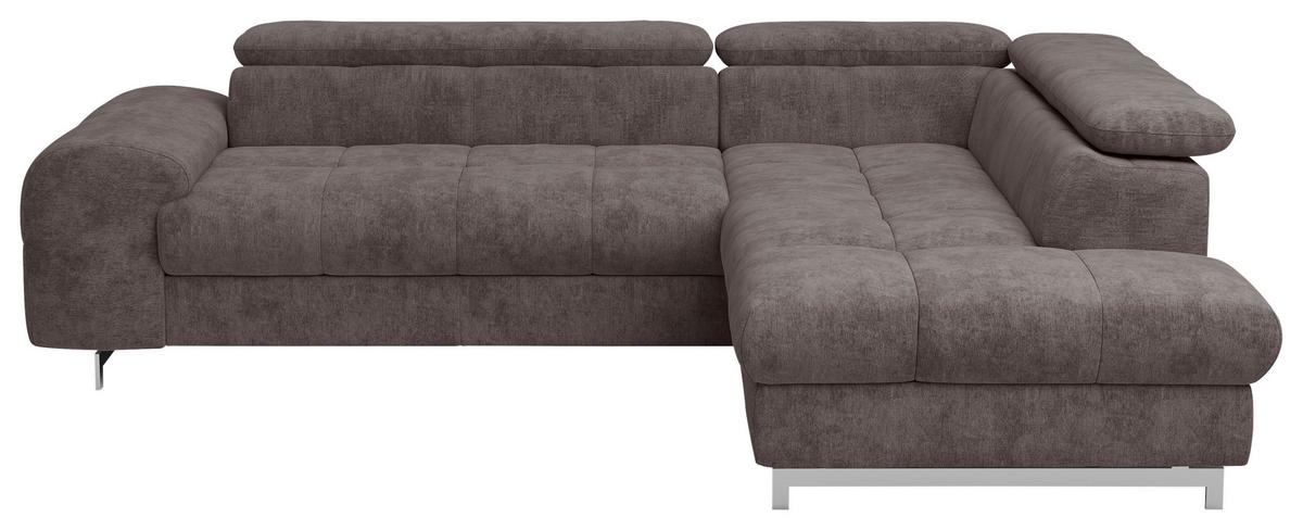 Ecksofa mit Schlaffunktion Cloud Dunkelbraun 257x206 cm - Chromfarben/Dunkelbraun, KONVENTIONELL, Textil (257/206cm) - Livetastic