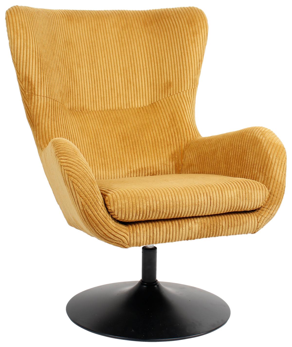 Kreslo Shiba otočné žltý menčester - čierna/žltá, Modern, kov/textil (76/99/87cm) - Mömax