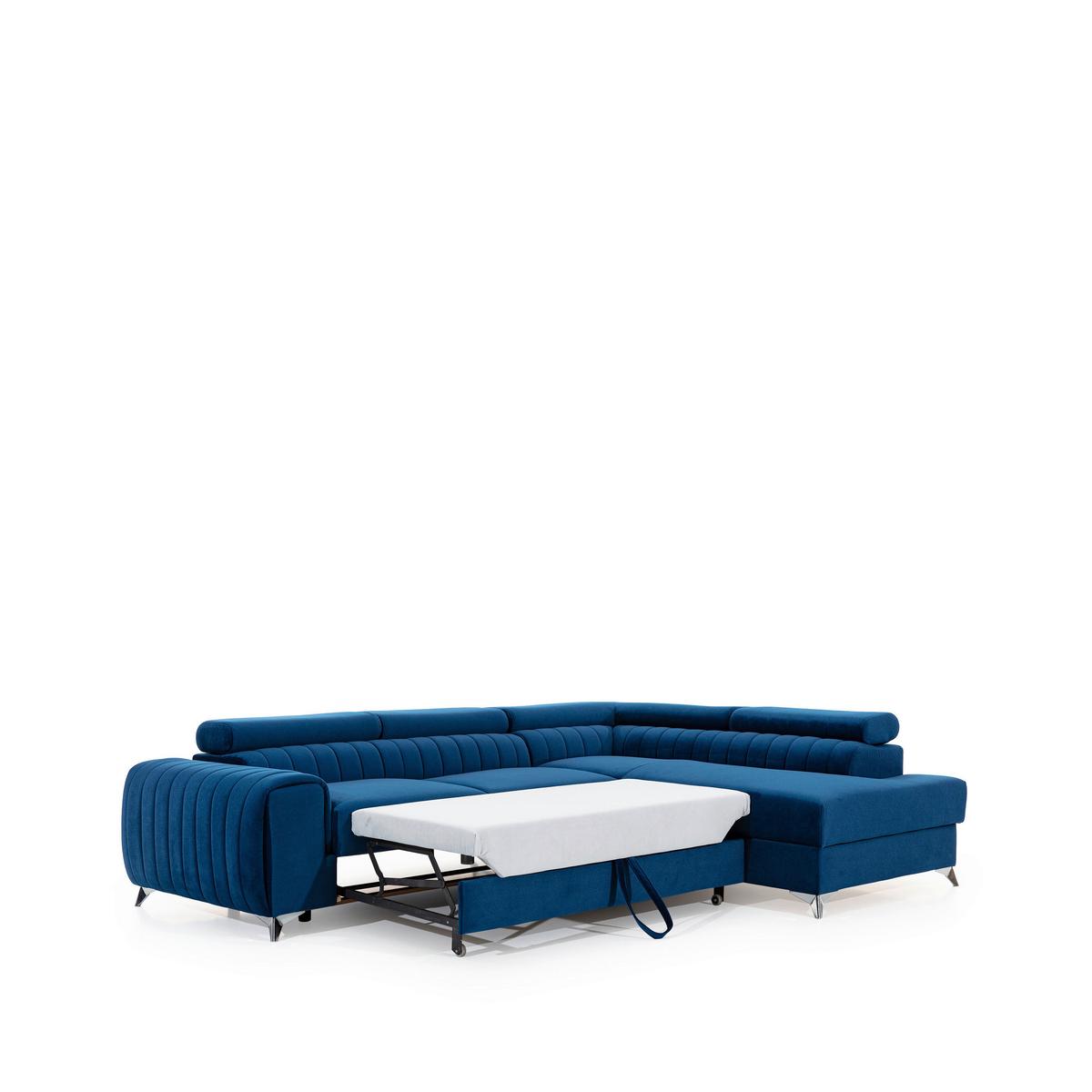Ecksofa Laurene Blau S: 278x205 cm - Blau/Silberfarben, Design, Textil (278/205cm) - MID.YOU