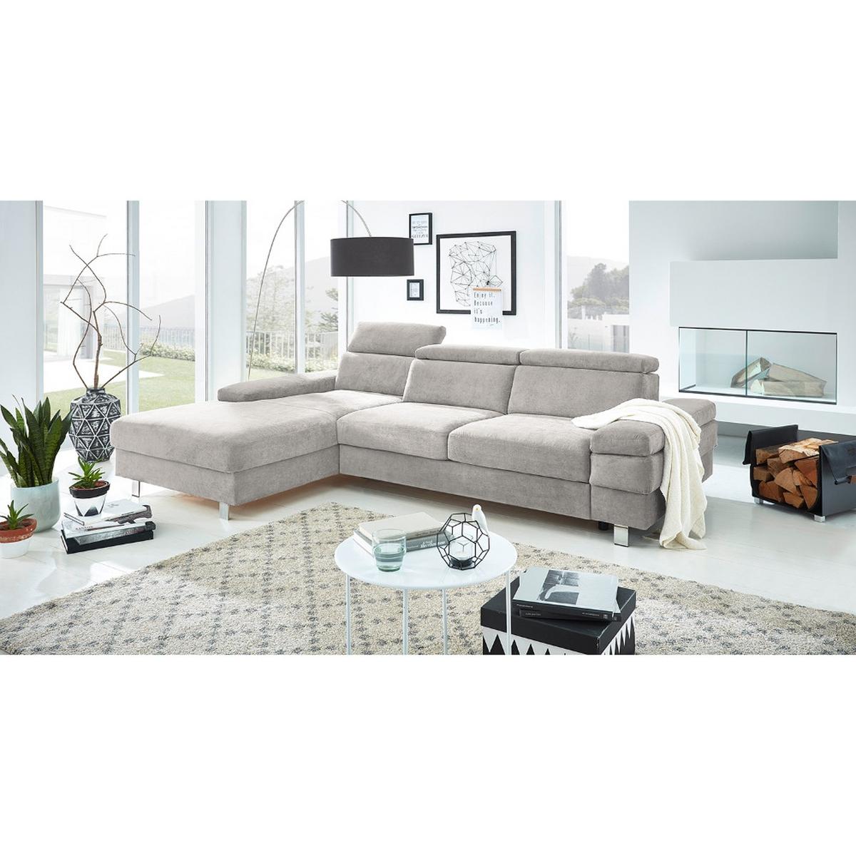 Ecksofa Elvis Silberfarben S: 182x259 Cm - Silberfarben, KONVENTIONELL, Textil (182/259cm) - Trendmanufaktur