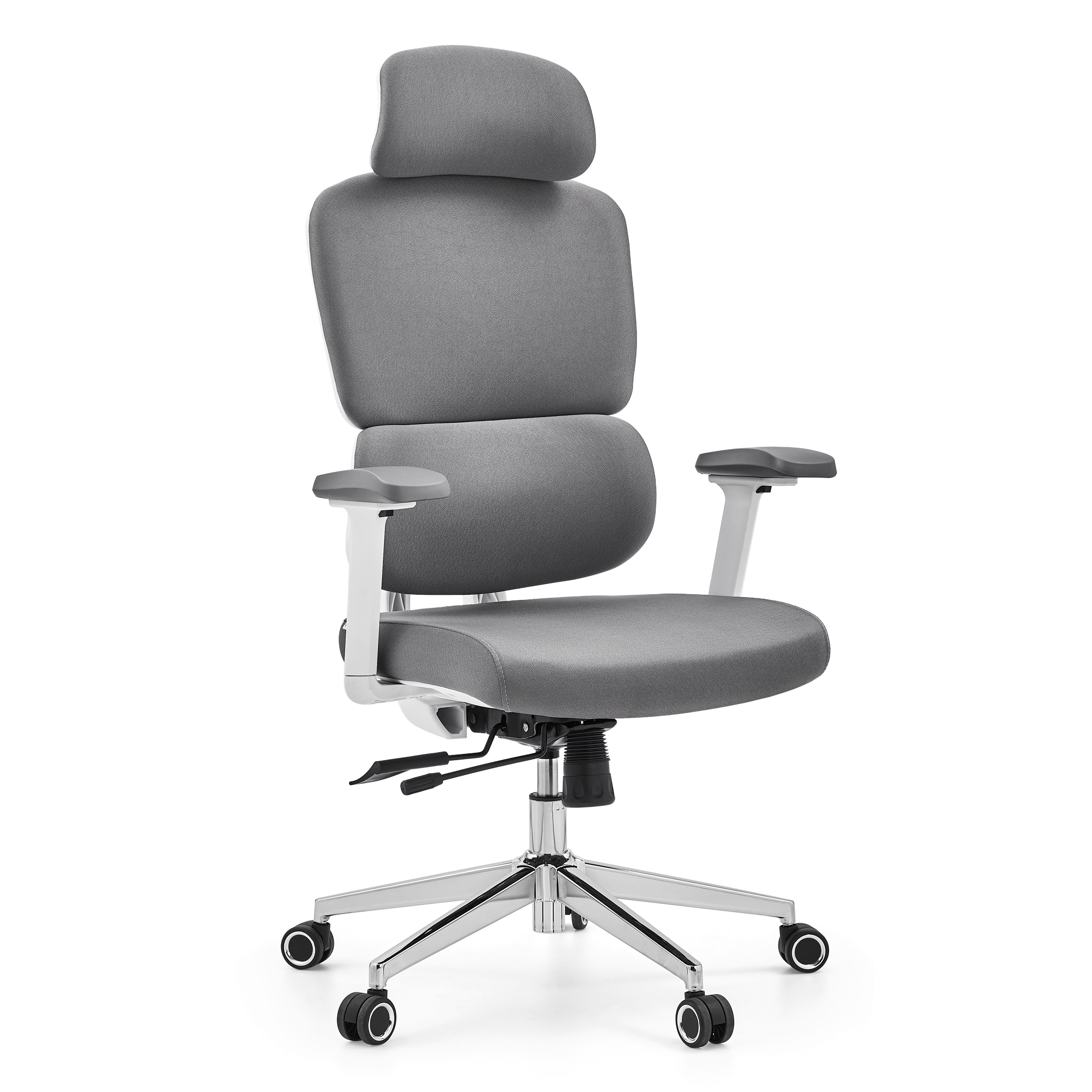 DREHSTUHL Ergomy Grau B: 68cm - Silberfarben/Weiß, MODERN, Kunststoff/Textil (68/132/67cm) - MID.YOU