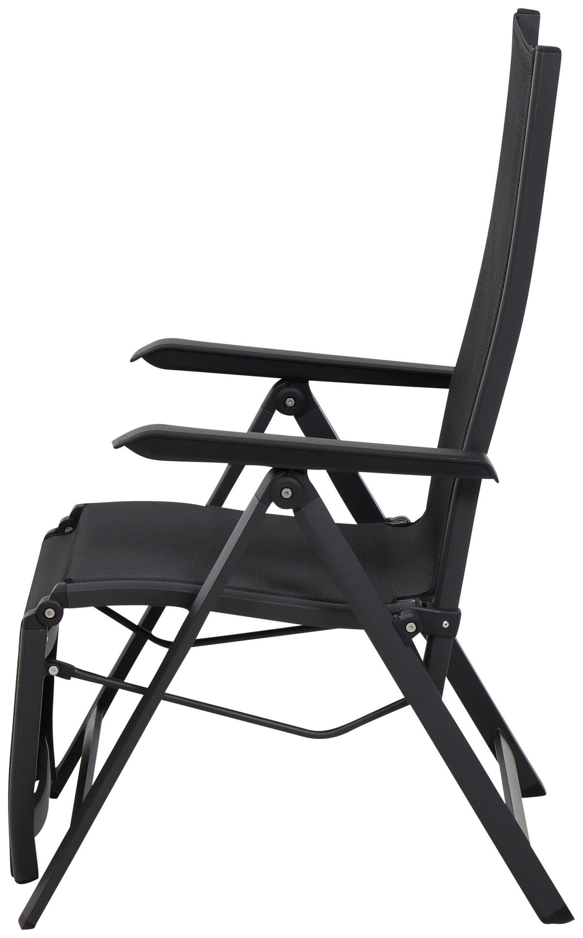 Gartensessel Klappbar Tesoro Metall/textil - Anthrazit/Schwarz, KONVENTIONELL, Kunststoff/Textil (61/111/72cm) - Siena Garden