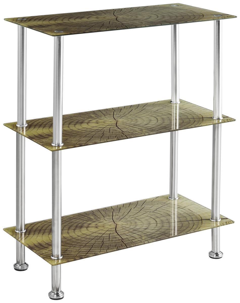 Regal Mit Glasfächern Bedruckt Glare B 60cm, Edelstahl/braun - Edelstahlfarben/Braun, MODERN, Glas/Metall (60/70/30cm) - Luca Bessoni
